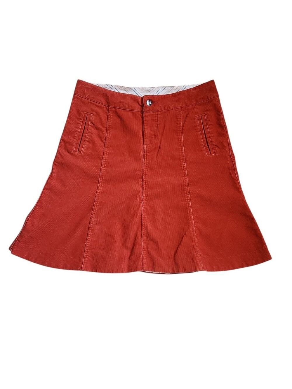 VINTAGE CLOUDVEIL FINE WALE CORDUROY A-LINE MINI SKIRT BURNT ORANGE RUST SIZE 8
